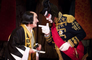 Richard Suart as Ko-Ko and Stephen Richardson as The Mikado. Scottish Opera and DÔÇÖOyly Carte 2016. Credit James Glossop.