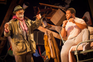 Patrice Naiambana (Davies) and Jonathan Livingstone (Aston) in The Caretaker. Photo by Iona Firouzabadi 8677