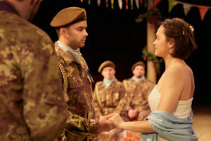 Imran Momen as Claudio and Hannah Bristow as Hero in Much Ado About Nothing by Shakespeare at The Tobacco Factory