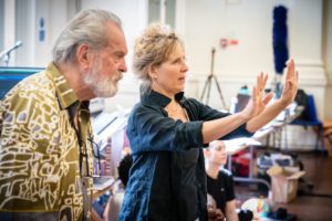 Into the Woods – Terry Gilliam (co-director) and Leah Hausman (co-director) in rehearsal – Credit Marc Brenner