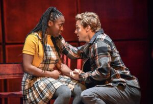 Noughts & Crosses – Effie Ansah as Sephy and James Arden as Callum – Photo by Robert Day – (2)