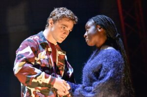 Noughts & Crosses – Effie Ansah as Sephy and James Arden as Callum – Photo by Robert Day – (5)