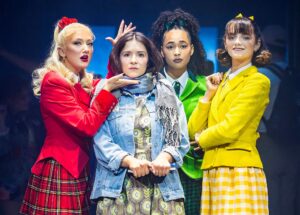 Heathers UK Tour 2023 (2)- (l-r) Verity Thompson, Jenna Innes, Elise Zavou, Billie Bowman – Credit Pamela Raith