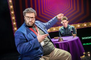 Mind Mangler – Henry Lewis as Mind Mangler with Jonathan Sayer – Credit Pamela Raith Photography