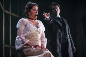 Dracula – Maya-Nika Bewley as Mina Harker and Harry Rundle as Count Dracula – Photo credit Karl Andre