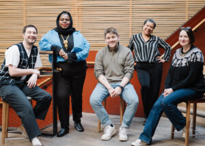 Ban Atterbury (Literary Manager), Muneera Pilgrim, Sam Parker, Nancy Medina (BOV Artistic Director), Hannah Khalil_photo Ciara Hillyer